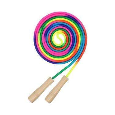 Imagem de Corda De Pular Longa Arco-Íris 5M Com Cabo Antiderrapante Para Criança