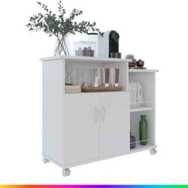 Imagem de Armário Balcão 2 Portas Com Rodinhas Multiuso Com Prateleira - Móveis 