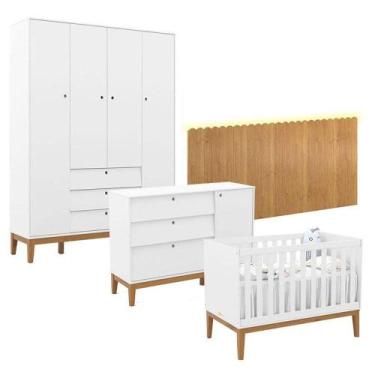 Imagem de Quarto De Bebê Unique 4 Portas Com Cômoda Sapateira E Painel Farm Com 