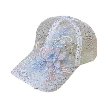 Imagem de Boné De Beisebol Feminino De Renda Com Lantejoulas Respirável Para Pri