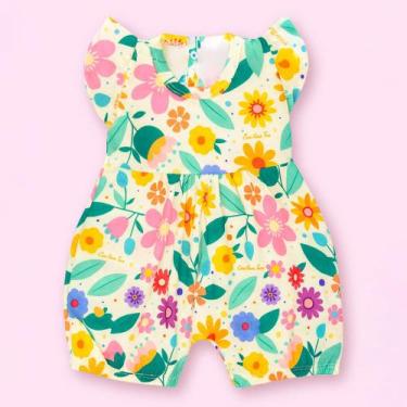 Imagem de Macacão Babado com Estampinhas para Bebê Menina até 12 meses Cor:folha