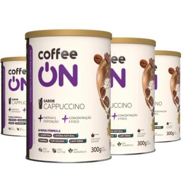 Imagem de Kit 4 Suplemento Alimentar em pó Coffee On Sabor Cappuccino 300g Scoop