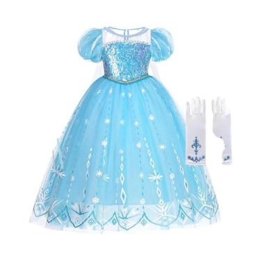 Imagem de Fantasia De Princesa Elsa Para Meninas, Vestido Luxuoso De Casamento C