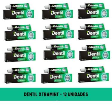 Imagem de Kit 12 Creme Dental Dentil Xtra Mint Menta Refrescante Sem Flúor - 70G