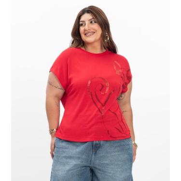 Imagem de Camiseta Feminina Plus Size Secret Glam Vermelho, Plus G1, Vermelho