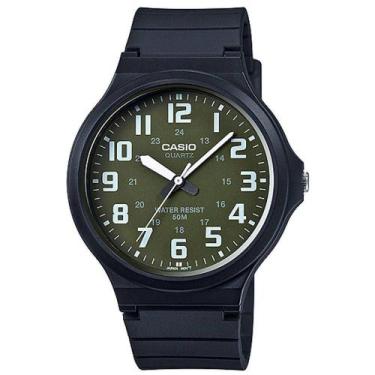 Imagem de Relógio CASIO masculino analógico preto verde MW-240-3BVDF