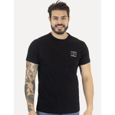 Imagem de Camiseta Tommy Hilfiger Masculina Regular Stack Preta-Masculino