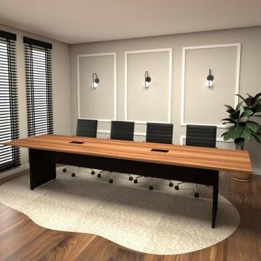 Imagem de Mesa de Reunião Nogal 3,20m x 1,10m 2 Caixas de Tomadas F5 - F5 Office