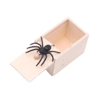 Imagem de Caixa De Susto De Madeira Com Aranha De Brinquedo 2024 - Brinquedo Eng