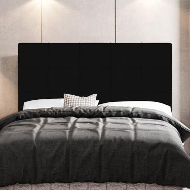 Imagem de Cabeceira Cama Box Casal Queen Size Leiria 160cm Suede Preto - Abmaza