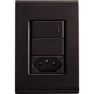 Imagem de Conjunto 4x2 Tramontina Liz Grafite 1 Interruptor Simples 10a E 1 Tomada 2p+t 10a~250v
