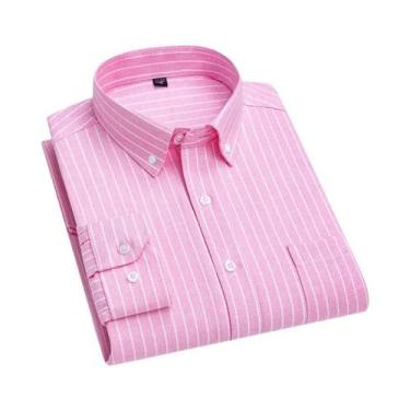 Imagem de Camisa Formal Masculina De Manga Longa 100% Algodão, Estampa Xadrez, C