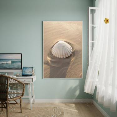 Imagem de Quadro Decorativo Concha Marinha Na Areia-70x50cm