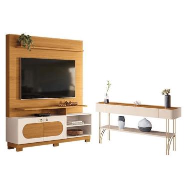 Imagem de Estante Home Theater Axis Cinamomo Off White Com Aparador Vivant Off White Cinamomo - H...