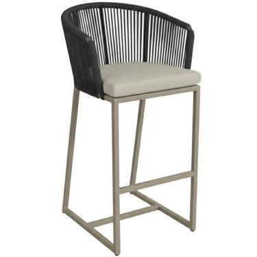 Imagem de Banqueta Noronha Em Alumínio E Corda Náutica Trama Original Preto