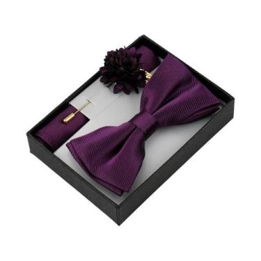 Imagem de Conjunto De Gravata Borboleta Floral Masculina Com Lenço De Bolso, Bro