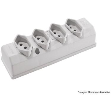 Imagem de Tomada Barra Hercules 2p+t 4 Tomadas Cinza 10a - Interneed