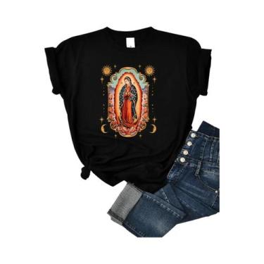 Imagem de Camiseta Feminina Casual De Verão Com Estampa De Nossa Senhora De Guad