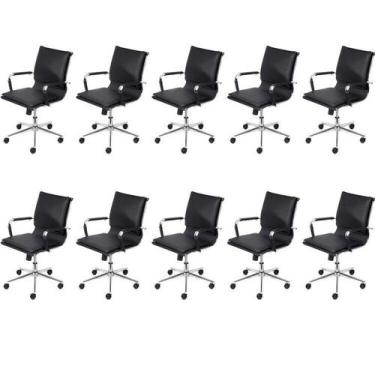 Imagem de Kit 10 Cadeiras Escritorio Diretor Design Italiano com Relax material 