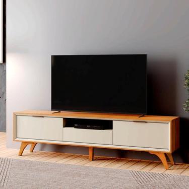 Imagem de Rack para TV até 75 Polegadas 100% MDF 220cm Pés em Madeira Maciça Laq