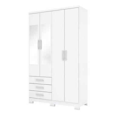 Imagem de Guarda Roupa Solteiro Caju 4 Portas Branco Com Espelho - Henn - MÓVEIS