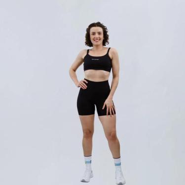 Imagem de Shorts Compressão Ritmo Feminino Fitness Academia Corrida, M, Preto