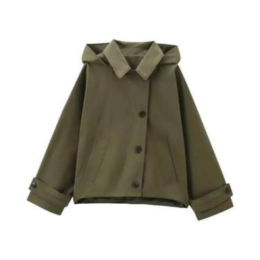 Imagem de Casaco Trench Feminino Com Capuz E Manga Longa, Jaqueta De Inverno Par