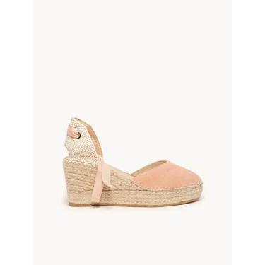 Imagem de Sandália Anabela Média Plataforma Romero Camurça Laranja Claro, Laranj