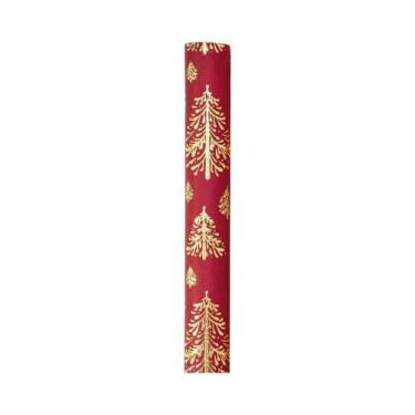 Imagem de Papel De Presente Natalino 3D Kraft Vermelho Dourado Mini Rolo 43x500C