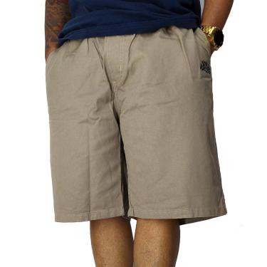 Imagem de Bermuda Trip Side Sarja Lisa Bordado Gangsta Cáqui Bege B029 Cor:;Tamanho:M-Masculino