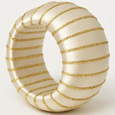 Imagem de Conjunto 4 Anéis para guardanapo Cinza claro com Dourado - Cromus