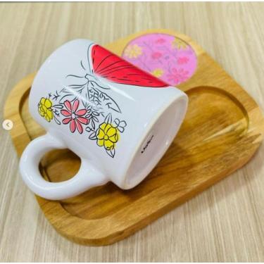 Imagem de Caneca Cilindrica 140ml Com Base De Madeira - Sobre.voar - Uatt