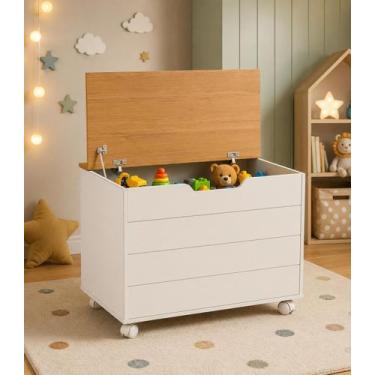 Imagem de Baú Toy Matic Móveis Off White Freijó 51481 Quarto Infantil Bebe