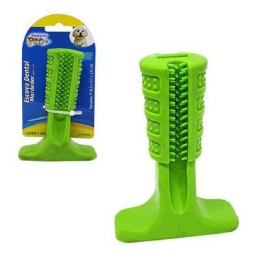 Imagem de Escova Dental / Mordedor Para Cachorro Verde 11,5x8,5cm Na C - Oem