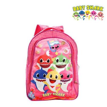 Imagem de Mochila De Costas Infantil Escolar Baby Shark Rosa Grande