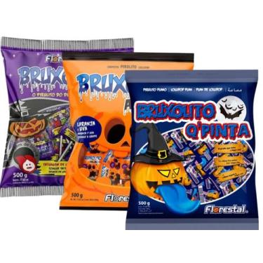 Imagem de Pirulito Halloween Tatuagem e Pinta Língua Bruxolito 500g - 3 Pacotes 