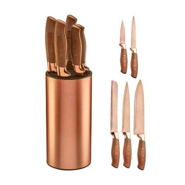 Imagem de Conjunto De Facas Com Cepo Rose Gold 6 Peças Golden Chef  -  HAUSKRAFT