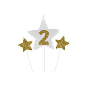 Imagem de Vela de Aniversário New Star Dourado - Número 2 - Curifest