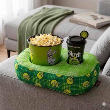 Imagem de Kit Almofada+Balde Pipoca+Copo Infantil Dreamworks Shrek Desenho do Te