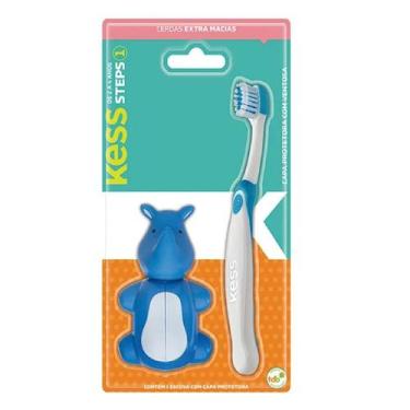 Imagem de Escova Dental Infantil Steps Com Capa Protetora Azul - Kess - Belliz