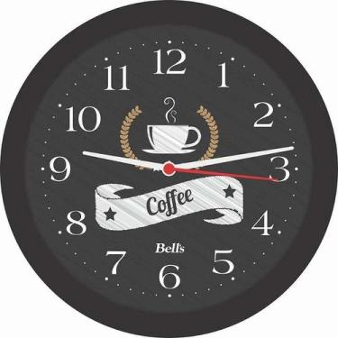 Imagem de Relógio De Parede Redondo Coffee Preto 21,7cm - Bells