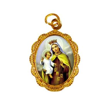 Imagem de 100 Medalhas de Alumínio NSra do Carmo Dourado - SJO Artigos Religioso