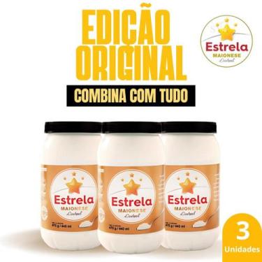 Imagem de Maionese Estrela 470g Kit com 3 unidades Sem amido e vinagre