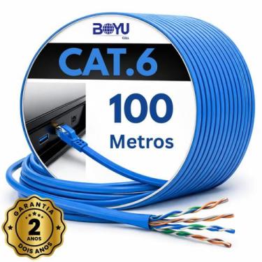 Imagem de Cabo De Rede Cat6 Rolo 100 Metros 100m Ethernet Lan Giga Rj45 Boyu Cel
