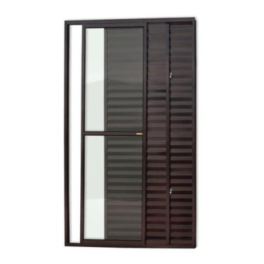 Imagem de Porta de Alumínio Balcão 210x150cm 3 Folhas com Vidro Liso Corten Supe