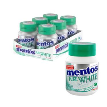 Imagem de Chiclete Mentos POTE Pure White Spearmint Pote - 6 Unidades 56g