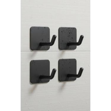 Imagem de 2x Kit 4 Ganchos Aço Inox Adesivo Parede Preto Durável - Congratulatio