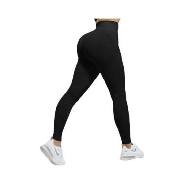 Imagem de Leggings Femininas Sem Costura De Cintura Alta Para Fitness Com Efeito