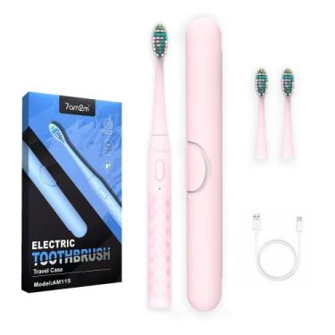 Imagem de Escova de Dentes Elétrica Sônica de Viagem 7AM2M Tipo-C Rosa