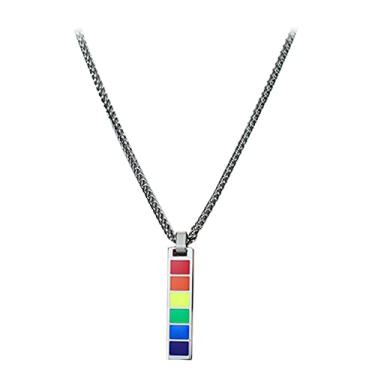 Imagem de Newmind Rainbow LGBT Colar com pingente de orgulho gay joia metal aço inoxidável desfile feminino masculino amizade colar amor, Não disponível, não disponível,